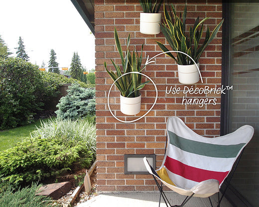 Create a plant wall outdoors with no-damage DécoBrick™ hangers
